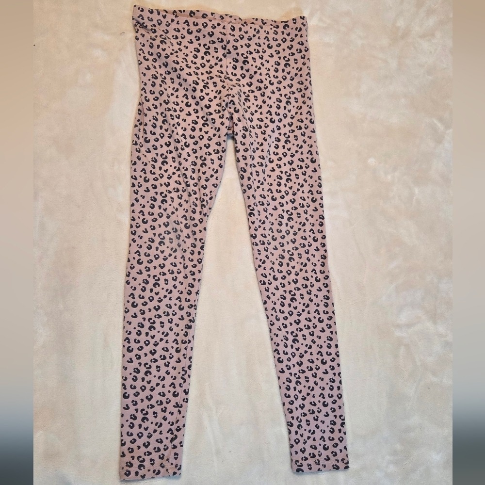 H&M Kids Organic Cotton Pink Leopard‎ Print Leggings Pattern Size 8–9
